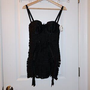 SOLD Bordelle Angela Adjustable Bondage Dress Black strap 24k gold M NWT $1.2k